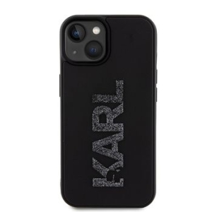 Markowy Hard Case Karl Lagerfeld Rubber Glitter Logo Apple iPhone 15 Czarny - 158171