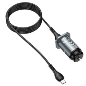 Ładowarka samochodowa 2xUSB Hoco Wise Road NZ4,8A 24W + Kabel Micro USB Szary - 158381