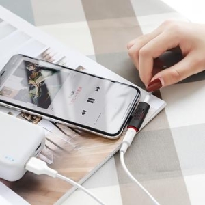 Adapter Audio - Lightning na Lightning + Jack 3,5mm Borofone BV7 Biały - 158404