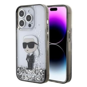 Markowy Hard Case Karl Lagerfeld Ikonik Liquid Glitter Apple iPhone 15 Pro Max Przezroczysty - 158495