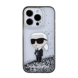 Markowy Hard Case Karl Lagerfeld Ikonik Liquid Glitter Apple iPhone 15 Pro Max Przezroczysty - 158496
