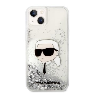 Markowy Hard Case Karl Lagerfeld Glitter Karl Head Apple iPhone 14 Srebrny - 158949