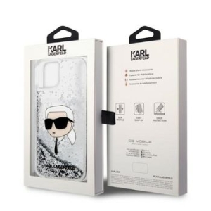 Markowy Hard Case Karl Lagerfeld Glitter Karl Head Apple iPhone 14 Srebrny - 158951