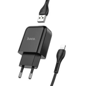 Ładowarka sieciowa USB 2.1A Hoco N2 Vigour + Kabel iPhone Lightning Czarny - 160124