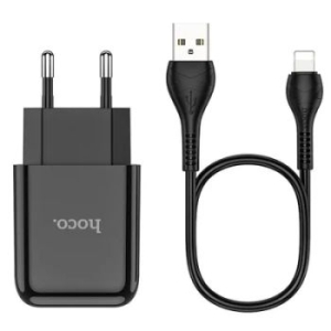 Ładowarka sieciowa USB 2.1A Hoco N2 Vigour + Kabel iPhone Lightning Czarny - 160125