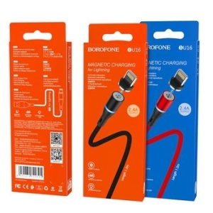 Kabel magnetyczny iPhone Lightning Borofone BU16 Skill 2,4A 1,2m Czerwony - 160277