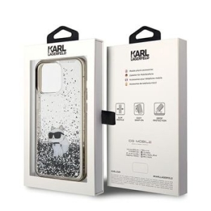 Markowy Hard Case Karl Lagerfeld Liquid Glitter Choupette Apple iPhone 13 / 13 Pro Przezroczysty - 160858