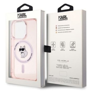 Markowy Hard Case Karl Lagerfeld IML Choupette Magsafe Apple iPhone 15 Pro Różowy - 161333