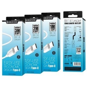 Kabel USB Typ C Borofone BX14 LinkJet 2,4A 3m Biały - 162634