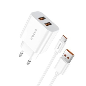 Ładowarka sieciowa 2xUSB Foneng EU45 12W 2,4A 9 + Kabel USB Typ C Biały - 162646