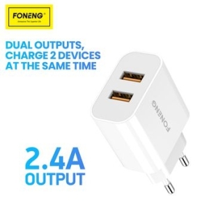 Ładowarka sieciowa 2xUSB Foneng EU45 12W 2,4A 9 + Kabel USB Typ C Biały - 162648