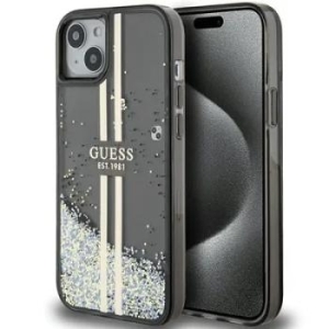 Markowy Hard Case Guess Liquid Glitter Gold Stripes Apple iPhone 15 Czarny - 201844