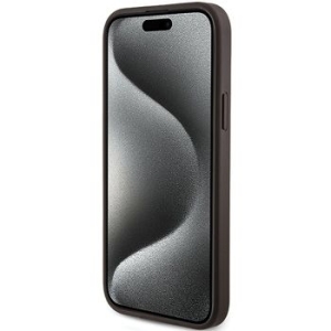 Markowy Hard Case Guess Leather 4G Metal Logo Apple iPhone 15 Plus / 14 Plus Brązowy - 201858