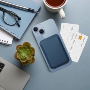 Portfel magnetyczny Leather Mag Wallet Niebieski - 164335