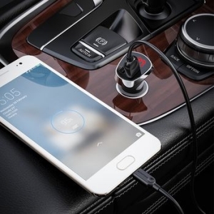 Ładowarka samochodowa 2xUSB Borofone BZ15 Auspicious 2,4A + Kabel Micro USB Czarny - 164597