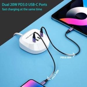 Ładowarka sieciowa 2xTyp C + 2xUSB T3P+  QC + PD 40W Biały - 165177