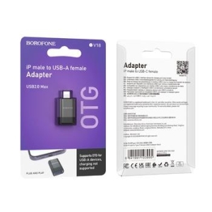 Adapter OTG Lightning na USB Borofone  BV18 Czarny - 165263
