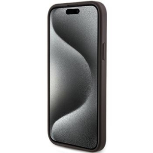 Markowy Hard Case Guess 4G Collection Leather Metal Logo MagSafe Apple iPhone 13 / 14 / 15 Brązowy - 201894
