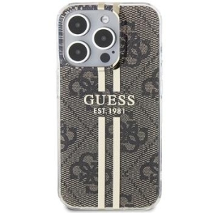 Markowy Hard Case Guess  4G Gold Stripe Apple iPhone 15 Pro Max Brązowy - 201782