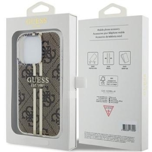 Markowy Hard Case Guess  4G Gold Stripe Apple iPhone 15 Pro Max Brązowy - 201784