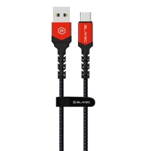Kabel pleciony USB Typ C Blavec Raptor PD 66W 6A 1m Czarny/Czerwony - 168915