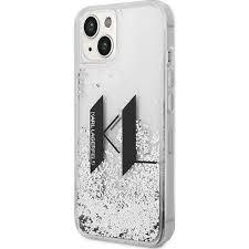 Markowy Hard Case Karl Lagerfeld Liquid Glitter Big KL Apple iPhone 14 Plus Srebrny - 169663