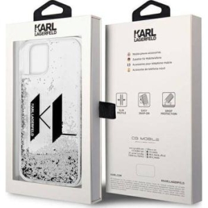Markowy Hard Case Karl Lagerfeld Liquid Glitter Big KL Apple iPhone 14 Plus Srebrny - 169665