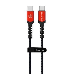 Kabel pleciony Typ C na Typ C Blavec Raptor PD 60W 3A 1m Czarny/Czerwony - 170008