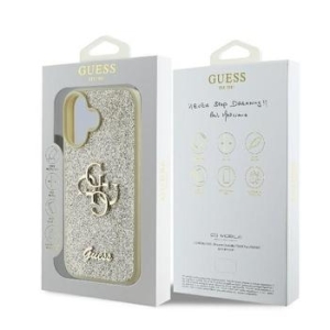 Markowy Hard Case Guess Fixed Glitter Big 4G Apple iPhone 16 Plus Złoty - 201810