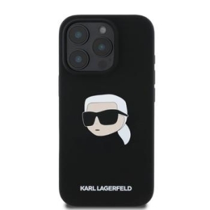 Markowy Hard Case Karl Lagerfeld Silicone KL Head Print MagSafe Apple iPhone 16 Pro Czarny - 170344