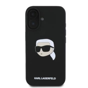Markowy Hard Case Karl Lagerfeld Silicone KL Head Print MagSafe Apple iPhone 16 Czarny - 170347