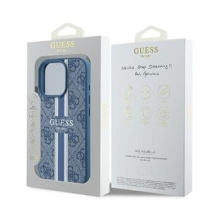 Makowy Hard Case Guess 4G Printed Stripes MagSafe Apple iPhone 16 Pro Niebieski - 201827