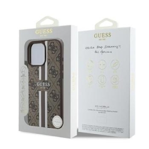 Markowy Hard Case Guess 4G Printed Stripes Apple iPhone 16 Pro Brązowy - 201740