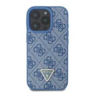 Markowy Hard Case Guess PU Leather 4G Triangle Strass Apple iPhone 16 Pro Niebieski - 201742