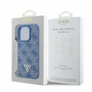Markowy Hard Case Guess PU Leather 4G Triangle Strass Apple iPhone 16 Pro Niebieski - 201743