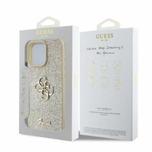 Markowy Hard Case Guess Fixed Glitter Big 4G Apple iPhone 16 Pro Max Złoty - 201746