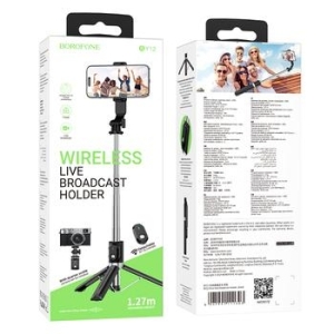 Uchwyt Selfie bluetooth ze statywem i pilotem Borofone BY12 Diva Czarny - 171377