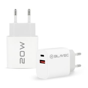 Ładowarka sieciowa USB + Typ C Blavec BC2 QC 3.0 PD 20W + Kabel Typ C na Typ C Biały - 172513