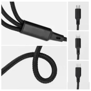 Kabel 3w1 Typ C do Lightning / Typ C / Micro USB 2,4A C171 1,2 m Czarny - 172639