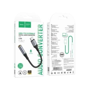 Adapter AUX Typ C do Jack 3,5 mm Hoco LS36 0,12 m Czarny - 172643