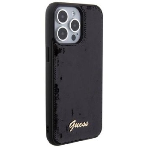 Markowy Hard Case Guess Sequin Script Metal Apple iPhone 15 Pro Czarny - 201756
