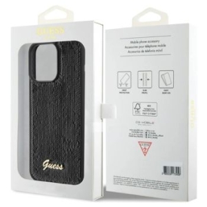 Markowy Hard Case Guess Sequin Script Metal Apple iPhone 15 Pro Czarny - 201757