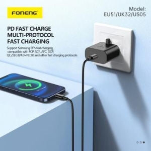 Ładowarka sieciowa Typ C 25W Foneng EU51 GaN PD Czarny - 173440