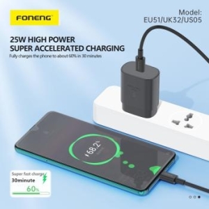 Ładowarka sieciowa Typ C 25W Foneng EU51 GaN PD Czarny - 173441