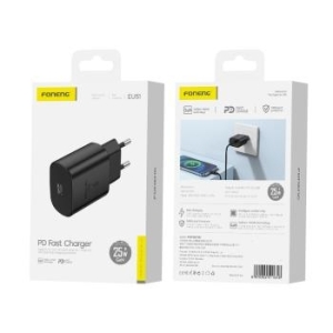 Ładowarka sieciowa Typ C 25W Foneng EU51 GaN PD Czarny - 173442