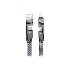 Kabel 4w1 Typ C  USB A  do Typ C / Lightning QC PD 3A 60W FORCELL F-ENERGY C241 1m Szary - 173464