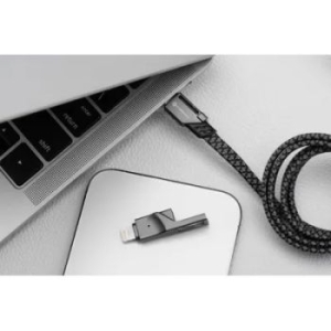 Kabel 4w1 Typ C  USB A  do Typ C / Lightning QC PD 3A 60W FORCELL F-ENERGY C241 1m Szary - 173465