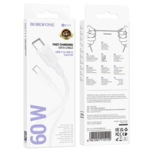 Kabel Typ C na Typ C Borofone BX111 Feliz 60W 3A 1m Biały - 174026