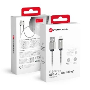 Kabel iPhone Lightning Forcell F-Energy Metal C236 2,4A 12W 1m Srebrny - 174145