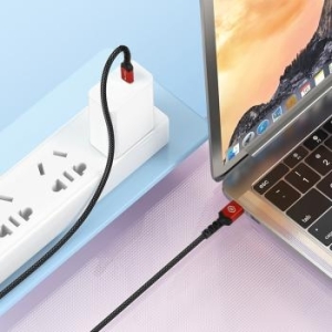 Kabel pleciony Typ C na Lightning Blavec Raptor PD 20W 2,4A 0,5m Czarny/Czerwony - 174755
